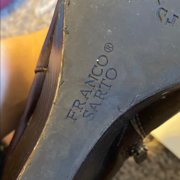Franco Sarto Brown Leather Wedge Boots Size 7.5 - Picture 6 of 8